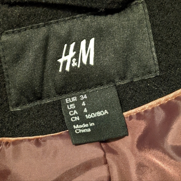 H&M Black Belted Coat Size 4 - Picture 3 of 9